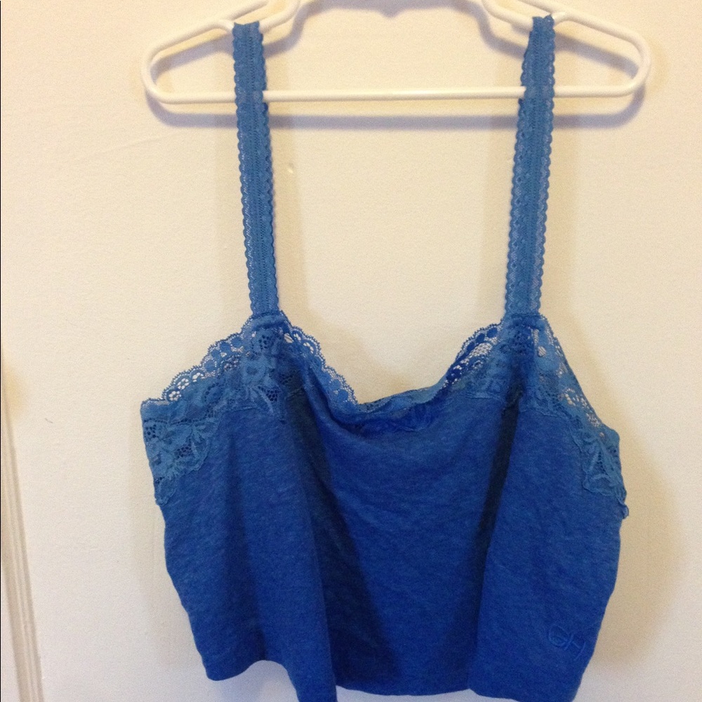 Blue Gilly Hicks Lace Crop Top